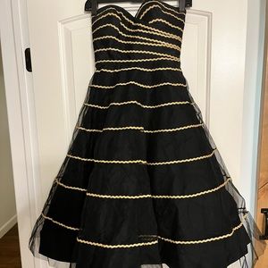 Anthropologie Black and Gold Tulle Cocktail Dress